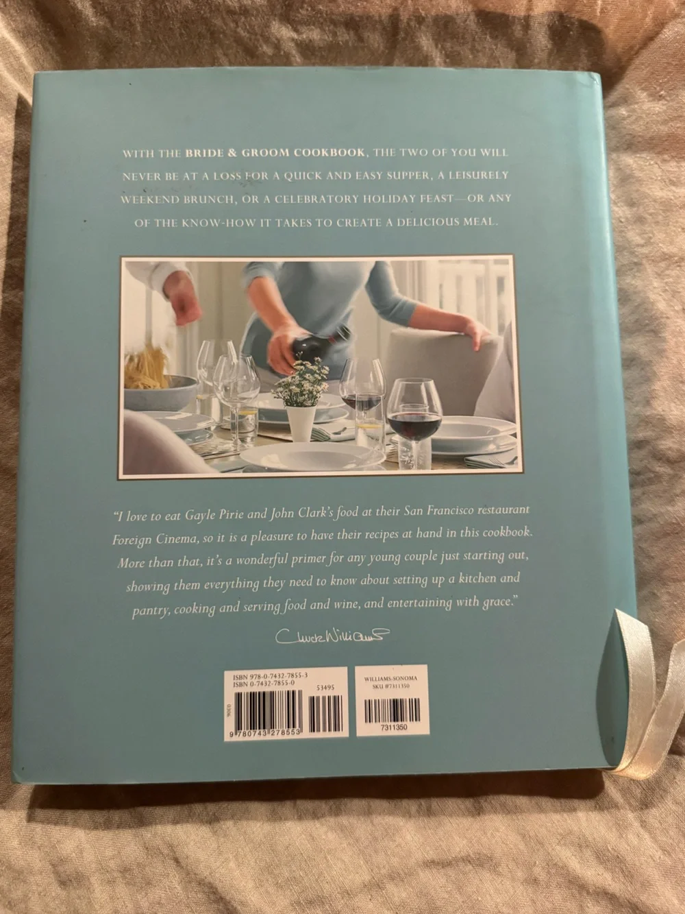 Williams-Sonoma Bride & Groom Cookbook - White, Cream & Light Blue hardcover